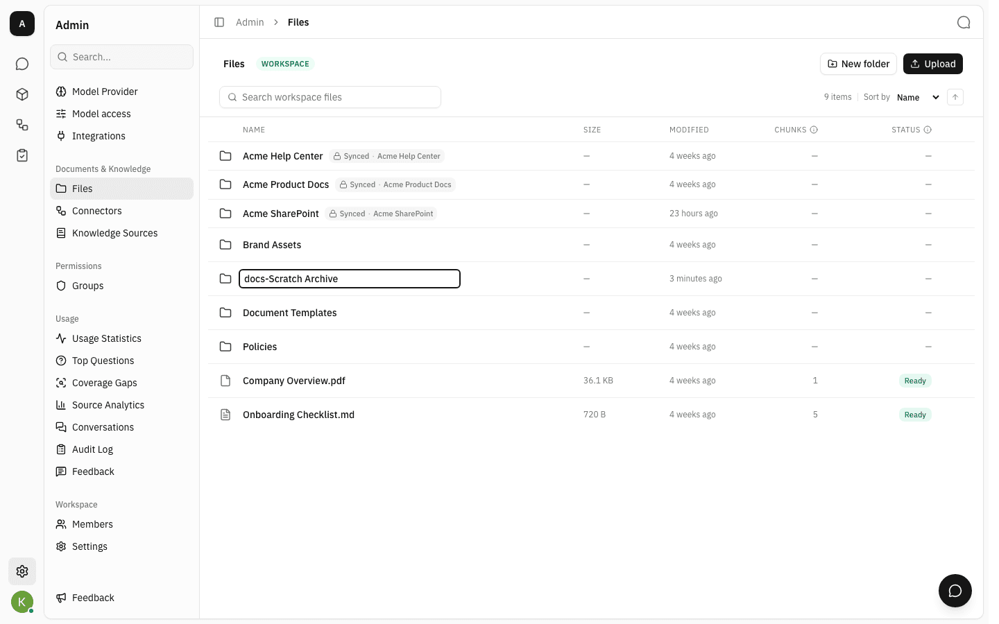Folder name being edited in place in the file list