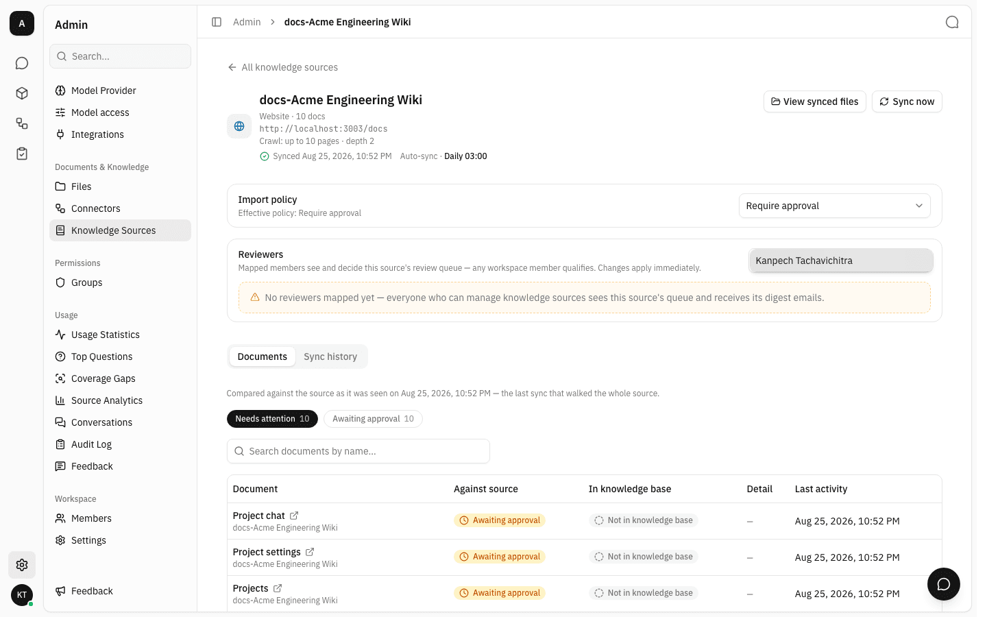 The Add a reviewer picker listing workspace members